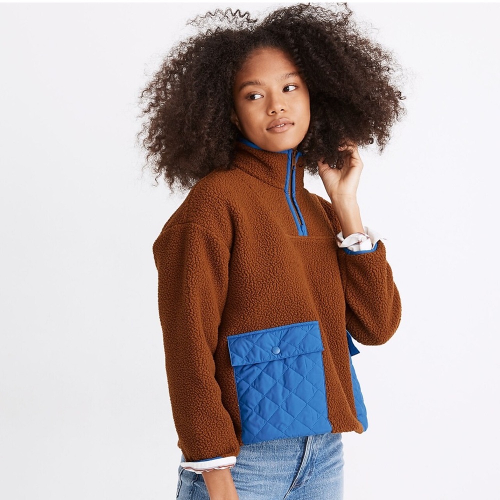 Madewell Fleece Quilted-Pocket Popover Jacket